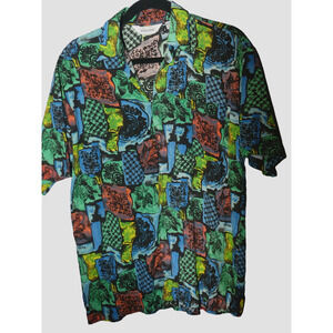 Men's Esquire Button Down Shirt Vintage Geographic Colorblock Print Size Small